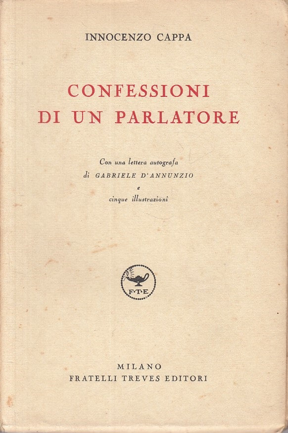 LN- CONFESSIONI DI UN PARLATORE - CAPPA - TREVES --- 1938 - B - ZFS315