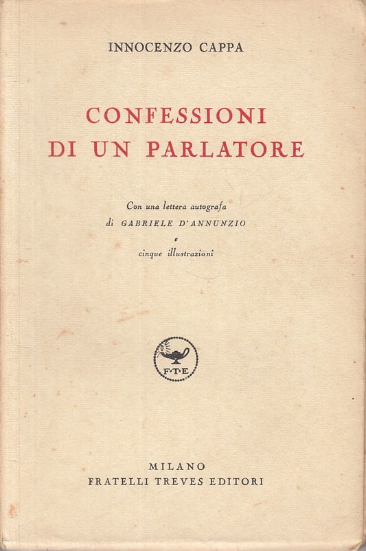LN- CONFESSIONI DI UN PARLATORE - CAPPA - TREVES --- 1938 - B - ZFS315