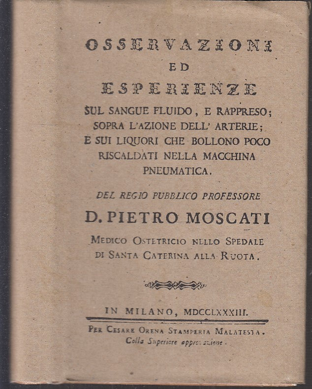 Osservazioni ed esperienze - Pietro Moscati - Cesare Orena - anastatica - XFS63
