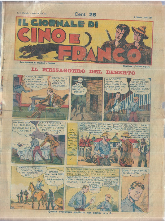 FZ- IL GIORNALE DI CINO E FRANCO N.31 ANNO II 1936-XIV --- 1936 - S - TFX 