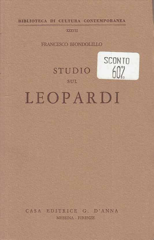 LS- STUDIO SUL LEOPARDI - BIONDOLILLO - G. D'ANNA - CULTURA -- 1976 - B - YFS605