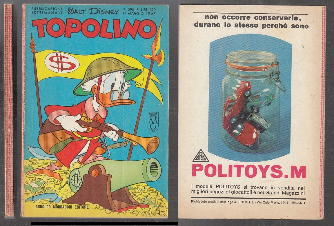 FD- TOPOLINO N.598 ORIGINALE MANCA BOLLINO -- DISNEY MONDADORI - 1967 - B - Q23