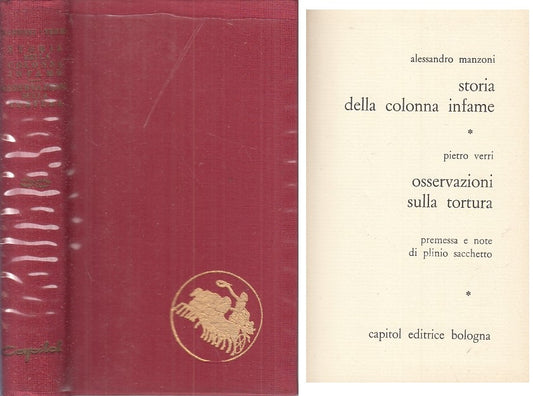 LN- COLONNA INFAME TORTURA - MANZONI VERRI - CAPITOL --- 1962 - CS - YFS393