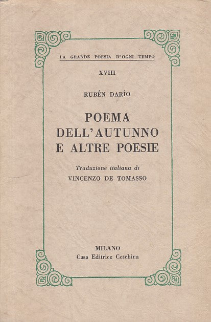 POEMA DELL'AUTUNNO E ALTRE POESIE - DARIO - CESCHINA --- 1961 - B - YFS393