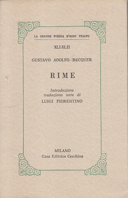 RIME - BECQUER - CESCHINA - GRANDE POESIA D'OGNI TEMPO -- 1971 - B - YFS393