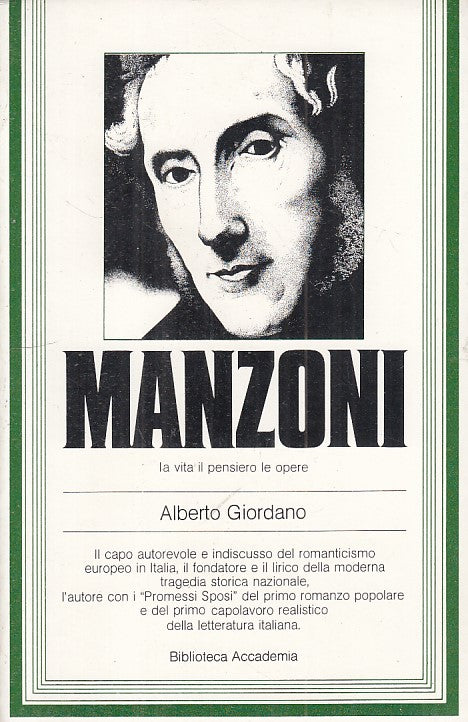 LS- MANZONI VITA PENSIERO OPERE - GIORDANO - ACCADEMIA --- 1978 - B - YFS419