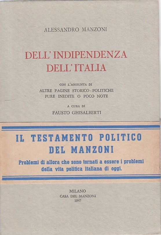 LS- DELL'INDIPENDENZA DELL'ITALIA - MANZONI - CASA MANZONI --- 1947 - B - ZFS310