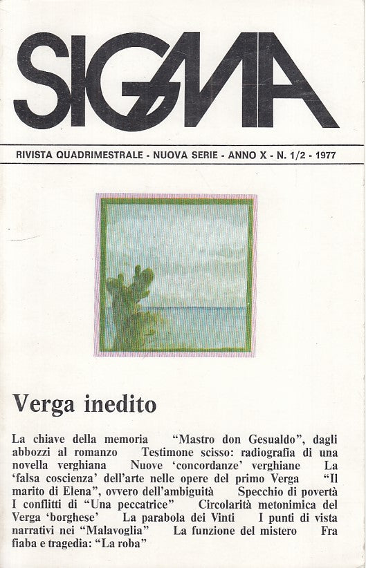 LS- SIGMA RIVISTA ANNO X N.1/2 VERGA INEDITO -- GUIDA --- 1977 - B - ZFS310