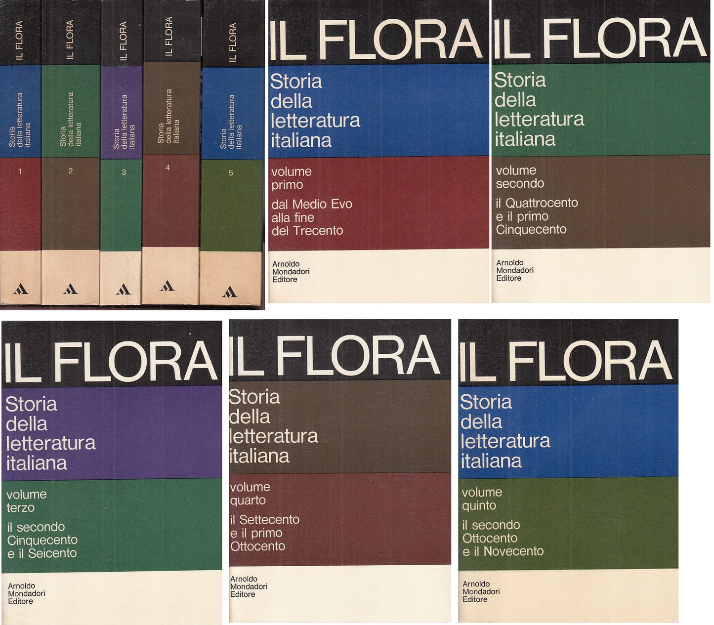 LS- STORIA LETTERATURA ITALIANA 5 VOLL. - FLORA - MONDADORI --- 1972 - B - ZFS97