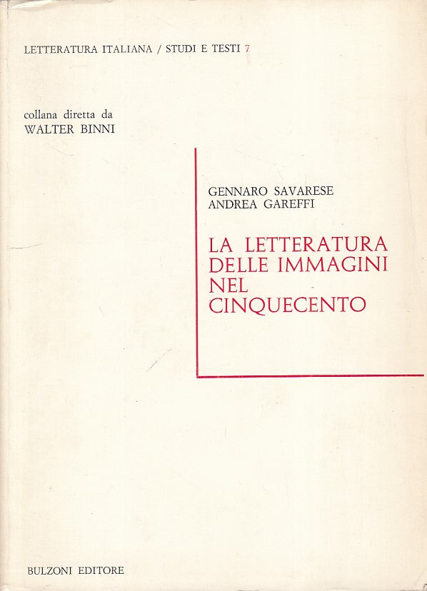 LS- LA LETTERATURA DELLE IMMAGINI NEL CINQUECENTO-- BULZONI --- 1980 - B - ZFS57
