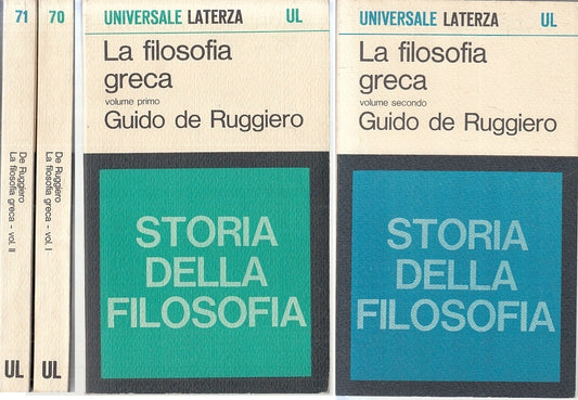 LS- LA FILOSOFIA GRECA 2 VOLUMI - DE RUGGIERO - LATERZA - UL-- 1974- B- XFS118