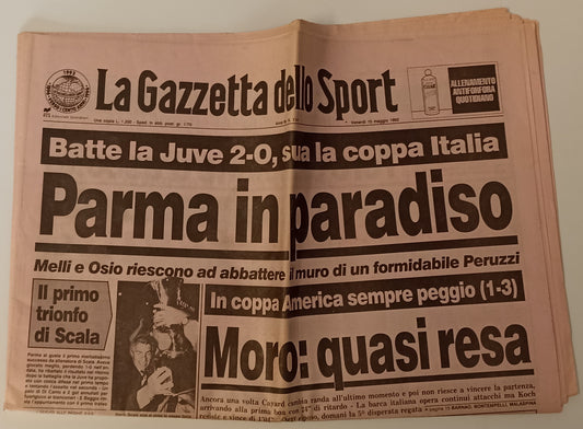 LC- QUOTIDIANO GAZZETTA DELLO SPORT PARMA VINCE COPPA ITALIA - 1992 - RVSa168
