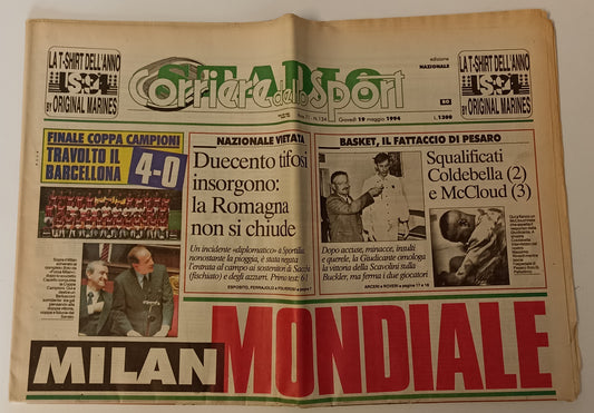 LC- QUOTIDIANO CORRIERE DELLO SPORT MILAN MONDIALE COPPA CAMPIONI 1992 - RVSa167