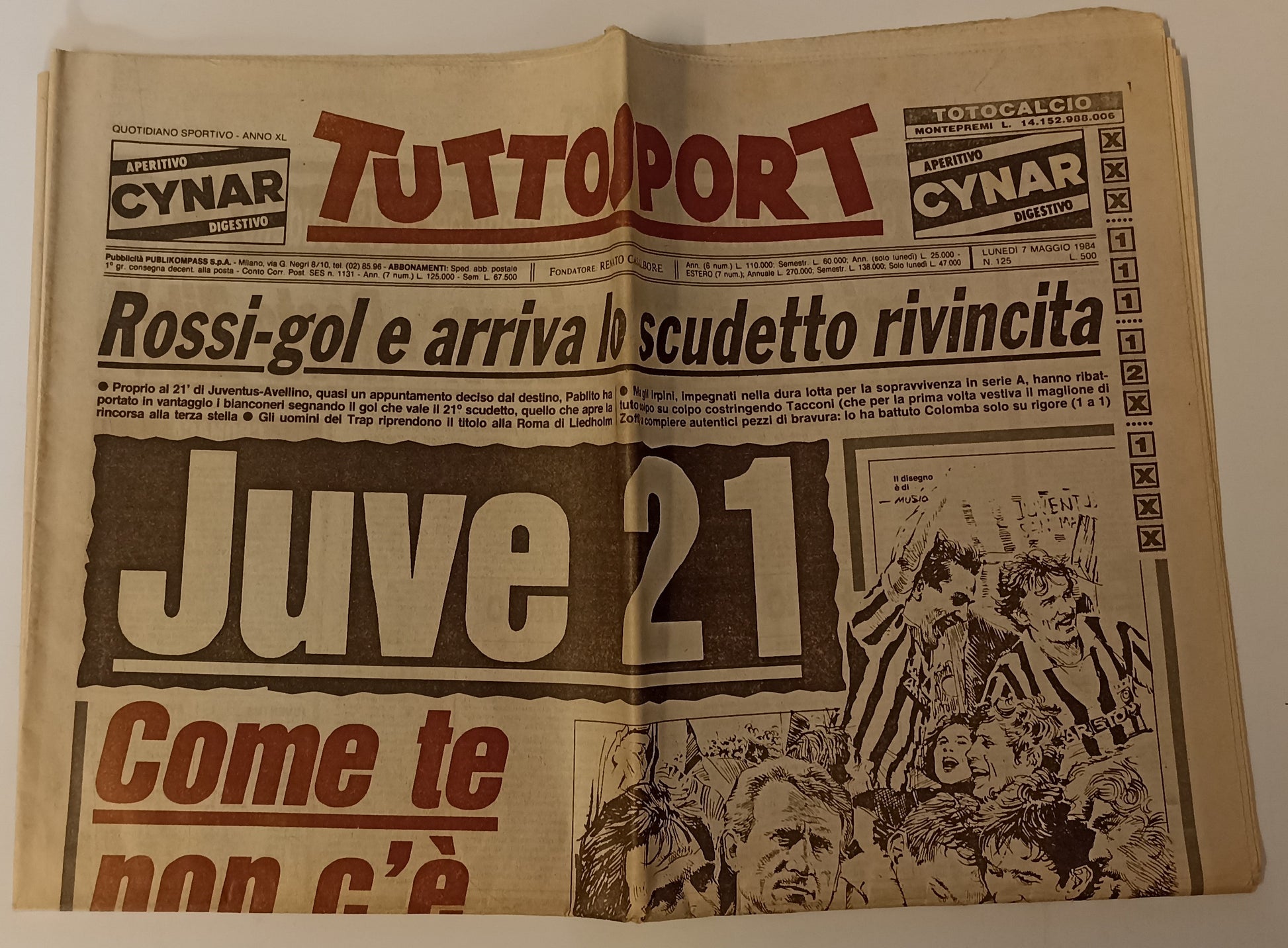 LC- QUOTIDIANO TUTTOSPORT JUVENTUS SCUDETTO 21 ROSSI ----- 1984 - S- RVSa170