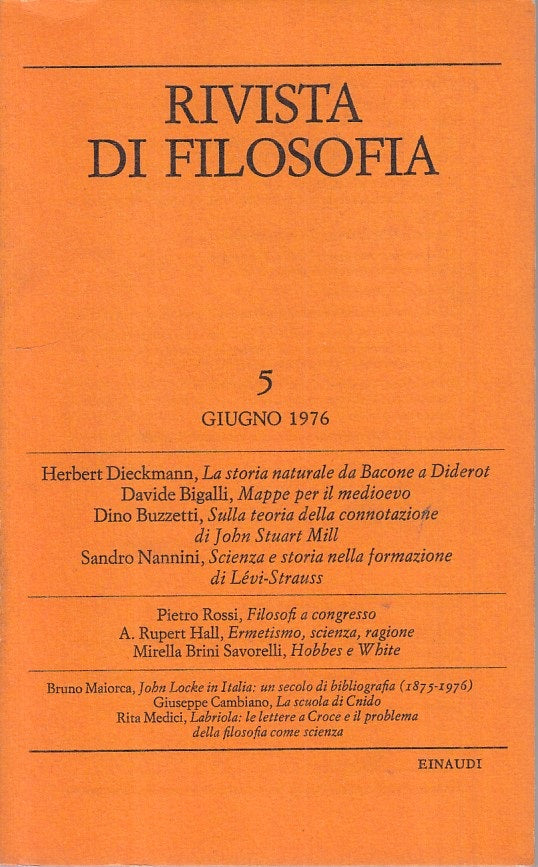 LS- RIVISTA DI FILOSOFIA N.5 -- EINAUDI --- 1976 - B - ZFS393