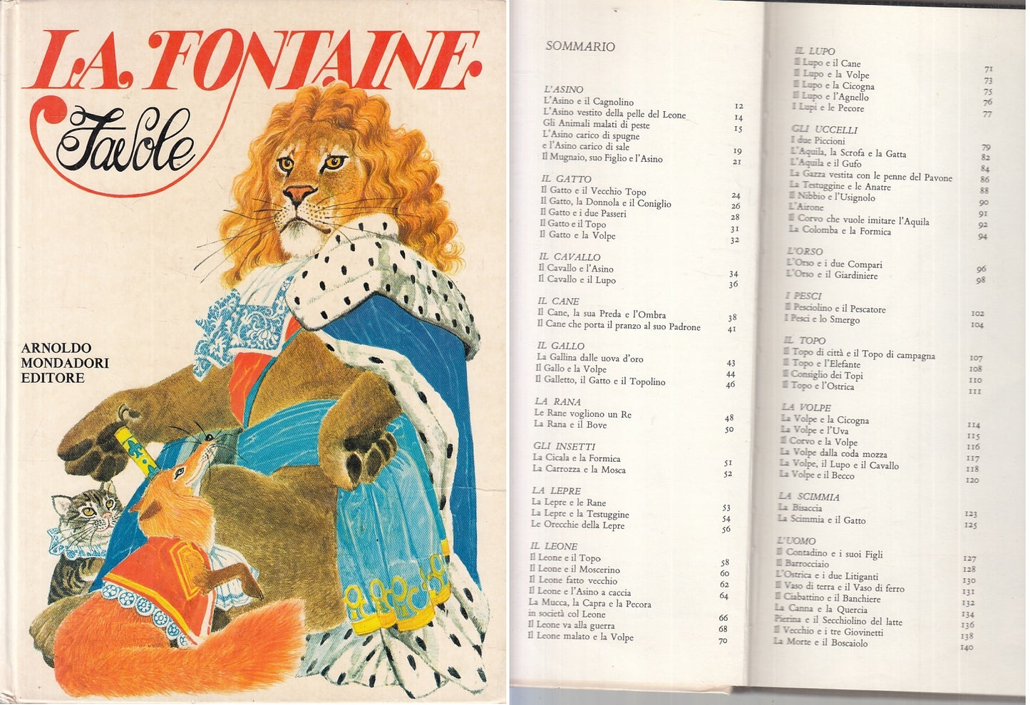 LB- FAVOLE ILLUSTRATE BENVENUTI- LA FONTAINE DE MARCHI- MONDADORI--- 1975- C- RGZ