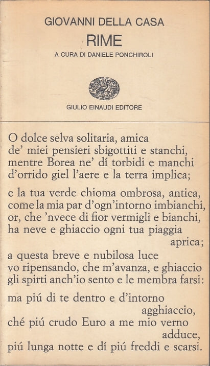 LN- RIME- GIOVANNI DELLA CASA - EINAUDI - COLLEZIONE POESIA 40-- 1967- B- XFS999
