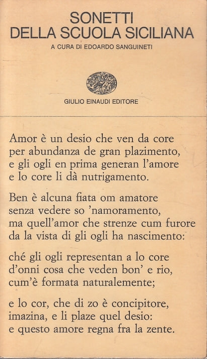 LN- SONETTI DELLA SCUOLA SICILIANA -- EINAUDI - POESIA 24 -- 1965- B- XFS999