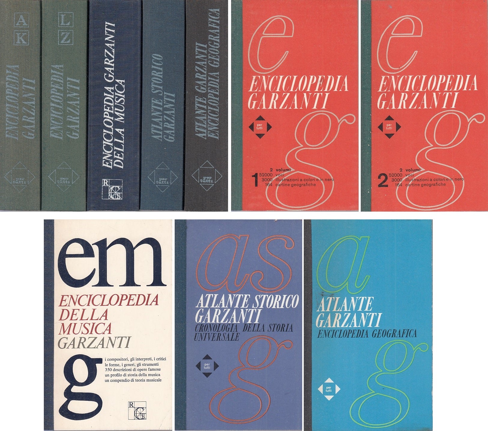 LZ- ENCICLOPEDIA MUSICA STORIA GEOGRAFIA 5 VOLL.-- GARZANTI--- 1964 - B - ZFS539