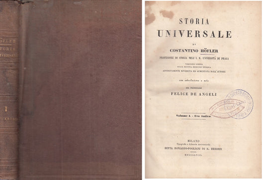 LS- STORIA UNIVERSALE VOL.1 EVO ANTICO - HOFLER - MILANO --- 1858 - C - ZFS545