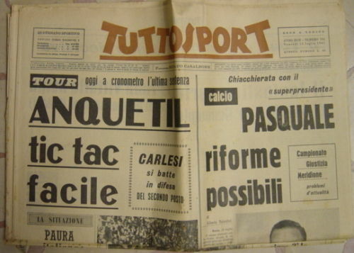 LR- QUOTIDIANO TUTTOSPORT TOUR DE FRANCE 1961 ANQUETIL LOTTO 6 NUMERI - S- DC963