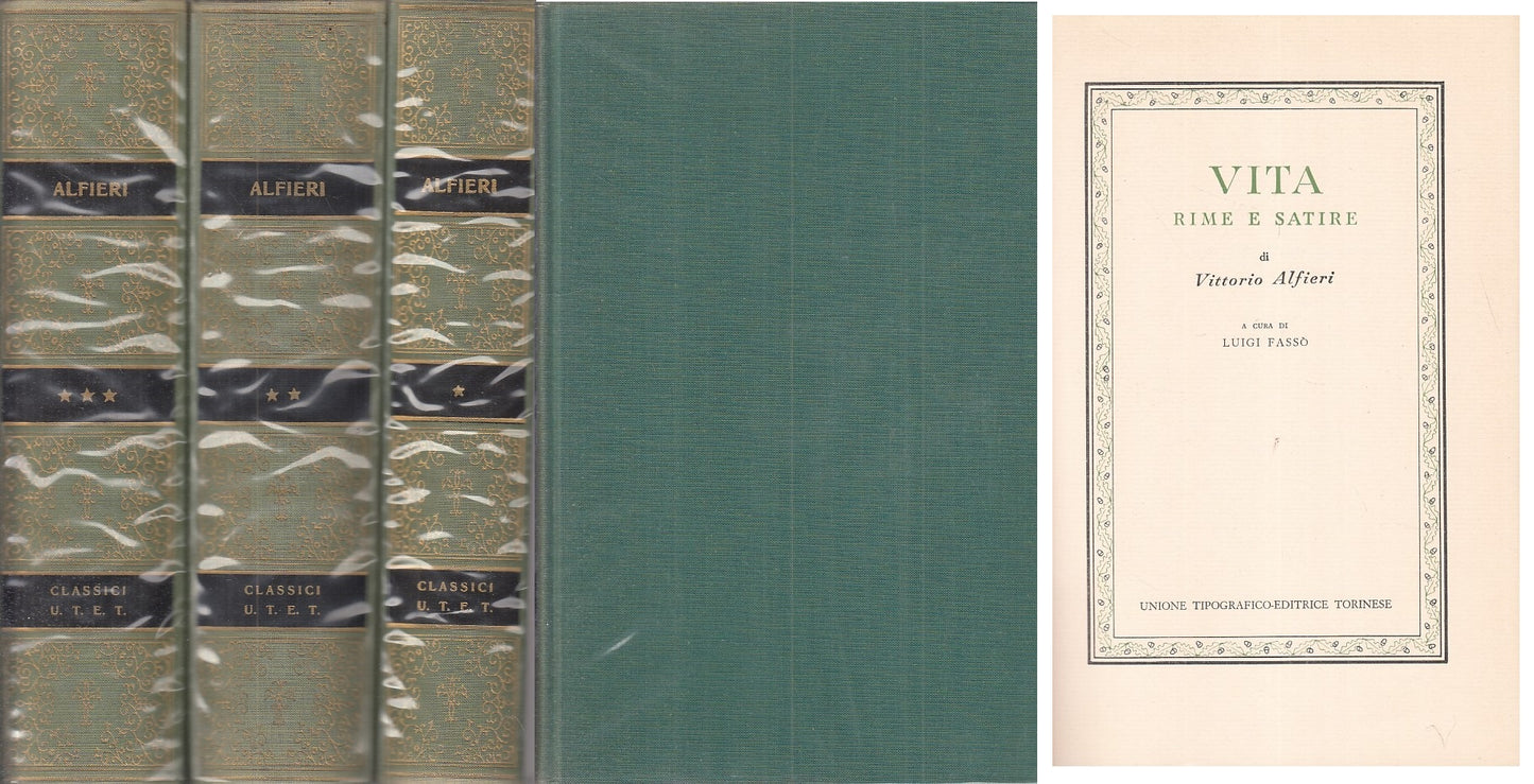 LS- VITA RIME SATIRE DI VITTORIO ALFIERI 3 VOLL. -- UTET --- 1971 - CS - ZFS533