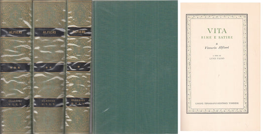 LS- VITA RIME SATIRE DI VITTORIO ALFIERI 3 VOLL. -- UTET --- 1971 - CS - ZFS533