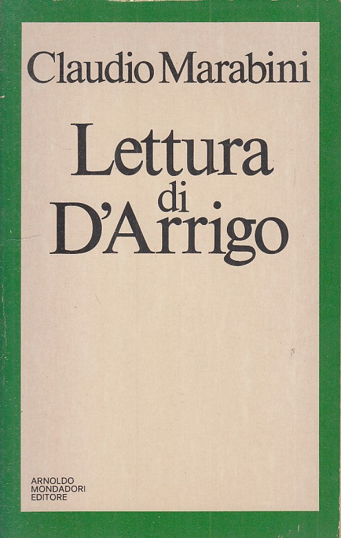 LS- LETTURA DI D'ARRIGO - MARABINI - MONDADORI -- 1a ED. - 1978 - B - ZFS524