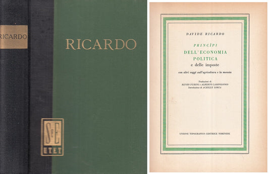 LS- PRINCIPI ECONOMIA POLITICA E IMPOSTE - RICARDO - UTET --- 1957 - C - XFS999