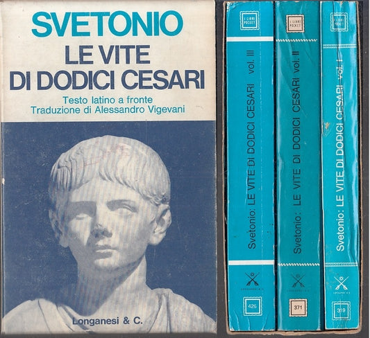 LE VITE DI DODICI CESARI 3 VOLUMI - SVETONIO - LONGANESI --- 1973- B- XFS999