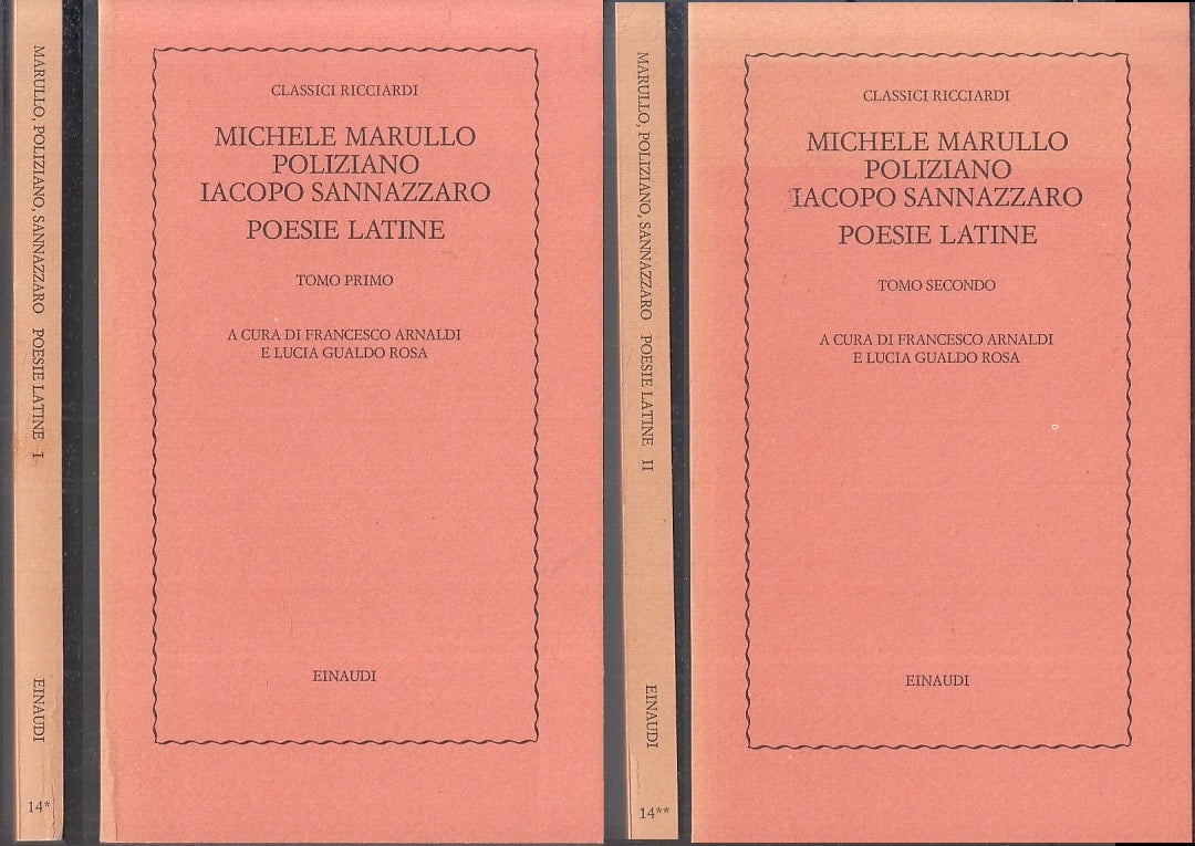 LN- POESIE LATINE 1/2 - POLIZIANO MARULLO - EINAUDI - RICCIARDI-- 1976- B- XFS