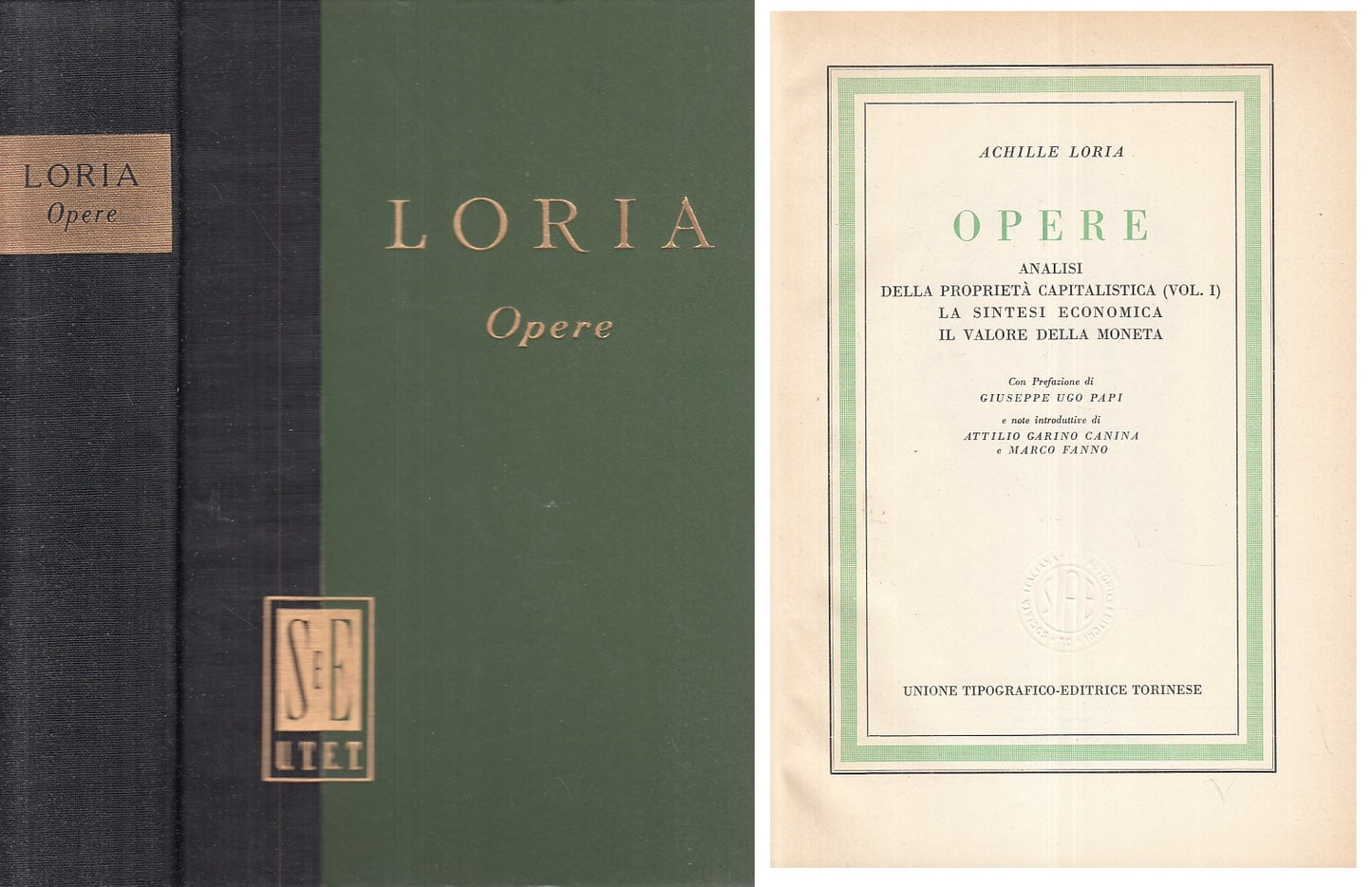 LS- OPERE ANALISI PROPRIOETA' CAPITALISTICA - LORIA - UTET --- 1957 - C - XFS999