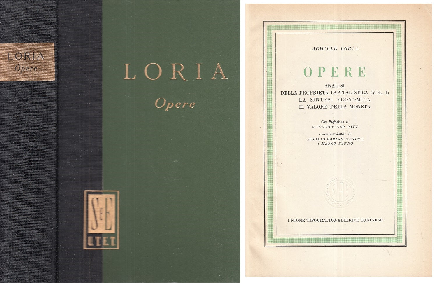 LS- OPERE ANALISI PROPRIOETA' CAPITALISTICA - LORIA - UTET --- 1957 - C - XFS999