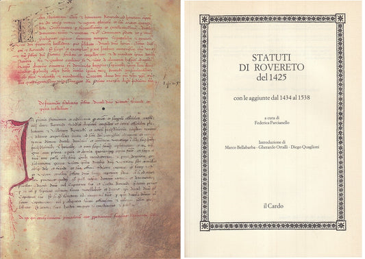 LS- STATUTI DI ROVERETO DEL 1425 CON AGGIUNTE -- CARDO --- 1991 - BS - YFS185