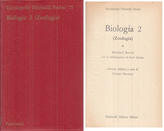 LZ- BIOLOGOIA 2 ZOOLOGIA -- FELTRINELLI - FISCHER - 1a ED. - 1966 - BS - YFS185