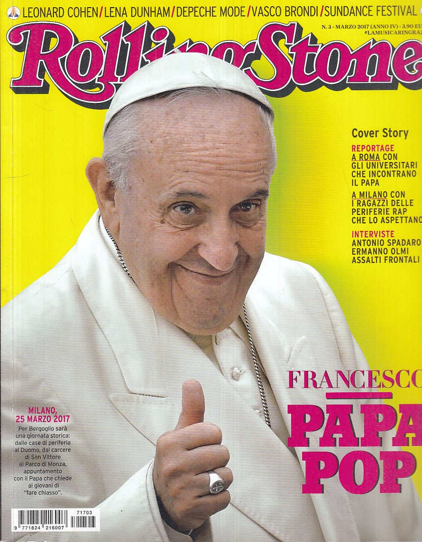 LR- RIVISTA MAGAZINE ROLLING STONE N.3 PAPA FRANCESCO ----- 2017 - B - YFS999