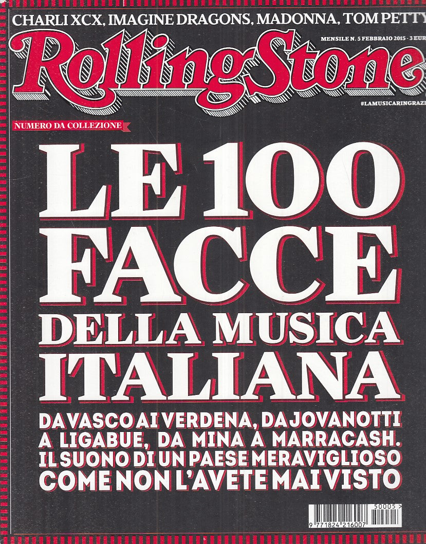LR- RIVISTA MAGAZINE ROLLING STONE N.5 MUSICA ITALIANA ----- 2015 - B - YFS999
