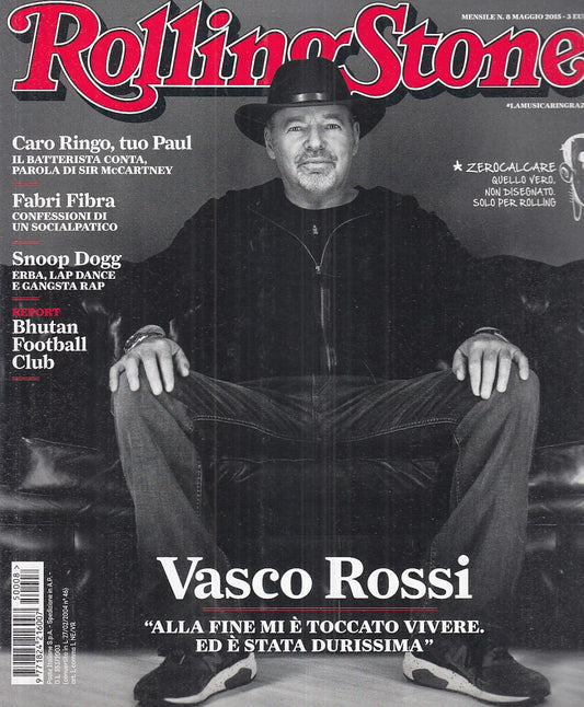LR- RIVISTA MAGAZINE ROLLING STONE N.8 VASCO ROSSI ----- 2015 - B - YFS999