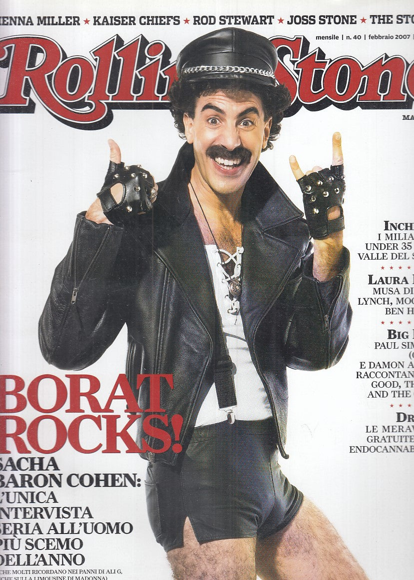 LR- RIVISTA MAGAZINE ROLLING STONE N.40 BORAT SIENNA ----- 2007 - B - YFS999