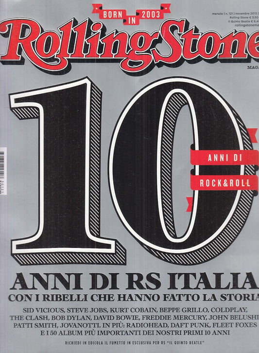 LR- RIVISTA MAGAZINE ROLLING STONE N.121 10 ANNI ROCK&ROLL----- 2013- B - YFS999