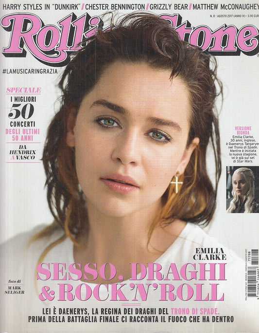 LR- RIVISTA MAGAZINE ROLLING STONE N.8 EMILIA CLARKE ----- 2017 - B - YFS999