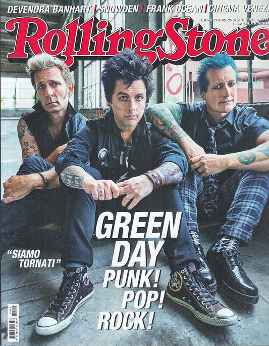LR- RIVISTA MAGAZINE ROLLING STONE N.10 GREEN DAY SNOWDEN----- 2016 - B - YFS999