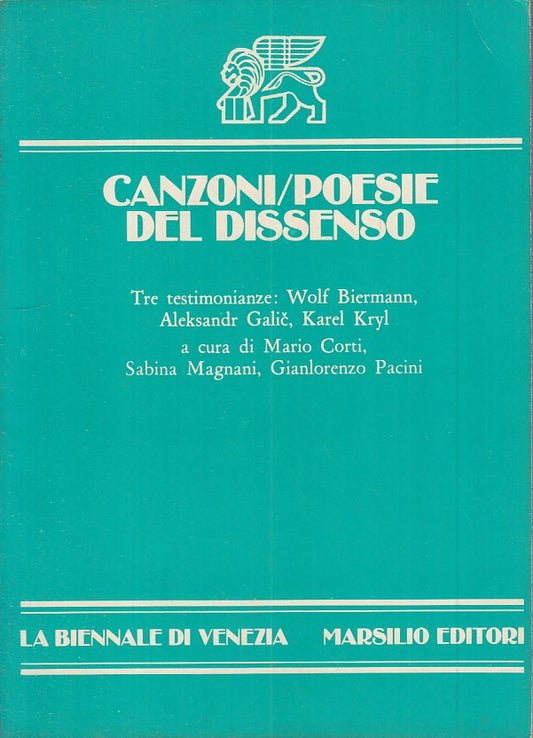 LN- CANZONI / POESIE DEL DISSENSO -- MARSILIO -- 1a ED. - 1977 - B - YFS200