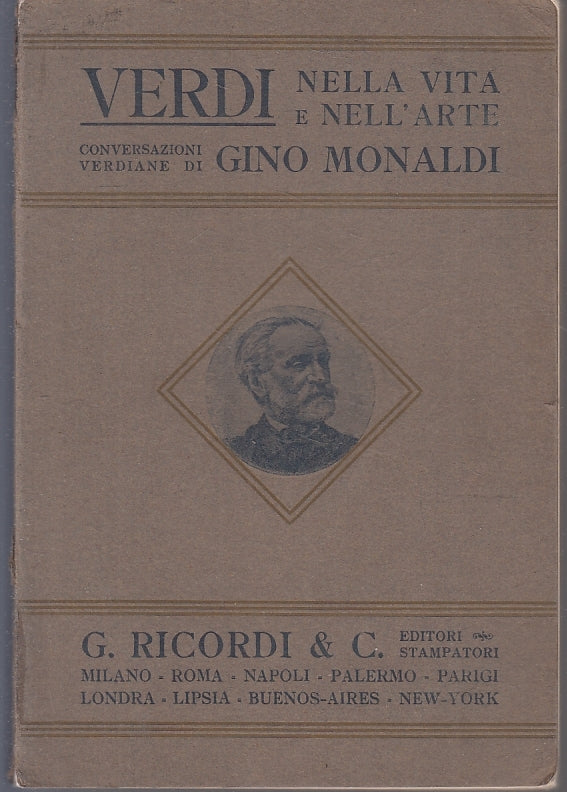 LS- VERDI NELLA VITA E NELL'ARTE  - GINO MONALDI - RICORDI --- 1935 - B - WPR