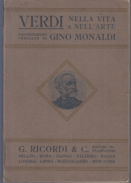 LS- VERDI NELLA VITA E NELL'ARTE  - GINO MONALDI - RICORDI --- 1935 - B - WPR
