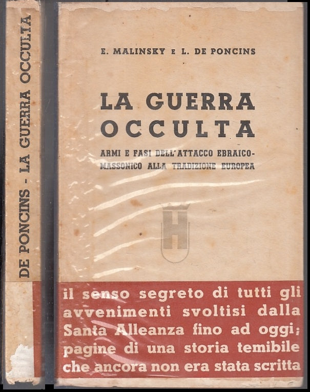 LS- LA GUERRA OCCULTA EBREI - MALINSKY DE PONCINS - HOEPLI --- 1939- BS- XFS124