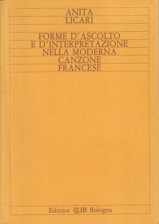 LS- FORME ASCOLTO INTERPRETZIONE CANZONE FRANCESE -- CLUEB --- 1983 - B - YFS564