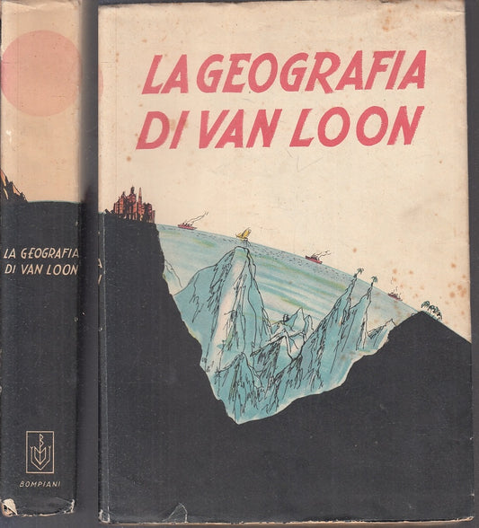 LS- LA GEOGRAFIA DI VAN LOON SOVRACCOPERTA POSTER-- BOMPIANI--- 1933- BS-XFS124