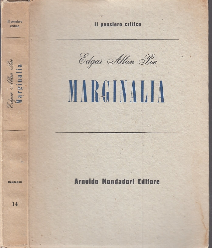 LS- MARGINALIA - EDGAR ALLAN POE - MONDADORI- PENSIERO CRITICO-- 1949- B- XFS122