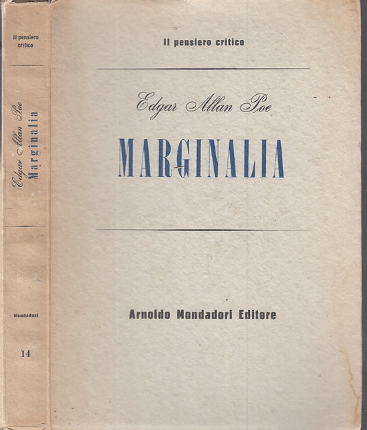 LS- MARGINALIA - EDGAR ALLAN POE - MONDADORI- PENSIERO CRITICO-- 1949- B- XFS122